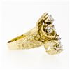Image 5 : Statement Vintage 18K Yellow Gold 1.03 ctw Diamond Large Wavy Nugget Cocktail Ri