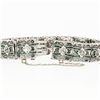 Image 3 : Antique Art Deco 14k White Gold 3.60 ctw Diamond & Emerald Filigree Line Bracele
