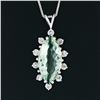 Image 6 : Vintage 14K White Gold Marquise Green Amethyst & 1.15 ctw Diamond Pendant Neckla