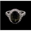 Image 1 : 4.35 ctw Green Tourmaline and Diamond Ring - 14KT White Gold