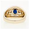 Image 7 : 18k Yellow Gold 0.87 ctw Oval Sapphire & Round Diamond Polished Wide Band Ring