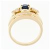 Image 8 : 18k Yellow Gold 0.87 ctw Oval Sapphire & Round Diamond Polished Wide Band Ring