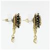 Image 3 : Vintage Victorian Revival 14k Gold Lozenge Black Onyx Pearl Drop Dangle Earrings