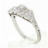 Image 9 : Antique Art Deco Platinum 0.64 ctw Transitional Cut Diamond Two Row Wave Band Ri