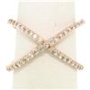 Image 1 : NEW 14k Rose Gold 0.50 ctw 45 Round Brilliant Diamond Simple X Ex Cross Band Rin