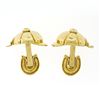 Image 4 : Piaget 1993 18k Gold Bezel Diamond Jockey Cap Horse Shoe Swivel Back Cuff Links