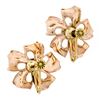 Image 5 : Retro Vintage 14k Rose Gold 0.92 ctw Ruby Diamond Large Flower Screw On Earrings