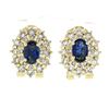 Image 1 : Estate 18k Yellow Gold 2.70 ctw Oval Sapphire Diamond Double Tiered Halo Earring