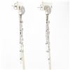 Image 4 : 14K White Gold 1.30 ctw Round Pave Set Diamond Long Swing Drop Dangle Earrings