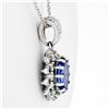 Image 3 : New 14k White Gold 2.59 ctw Oval Tanzanite & Diamond Dual Halo Pendant w/ Chain