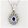 Image 5 : New 14k White Gold 2.59 ctw Oval Tanzanite & Diamond Dual Halo Pendant w/ Chain