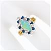 Image 3 : Vintage 14k Gold Marquise Opal Round Sapphire Diamond Halo Cocktail Ring