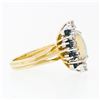 Image 5 : Vintage 14k Gold Marquise Opal Round Sapphire Diamond Halo Cocktail Ring