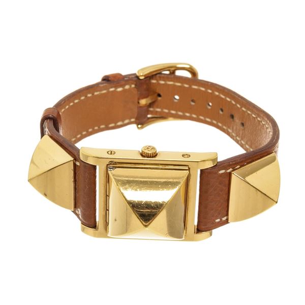 Hermes Medor PM Watch Brown/Gold Leather/Metal