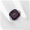 Image 3 : Antique Art Deco 14K White Gold Custom Cut Amethyst Diamond Etched Filigree Ring