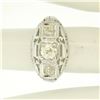 Image 4 : Antique Art Deco 18k White Gold Filigree 0.72 ctw 3 Old European Cut Diamond Rin
