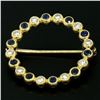 Image 6 : 18k Yellow Gold.70 ctw Bezel Round Sapphire & Diamond Circle of Life Pin Brooch
