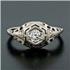 Image 2 : Antique Art Deco 18k Gold 0.26 ctw European Diamond Solitaire Etched Filigree Ri
