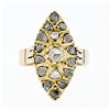 Image 4 : Antique Victorian 14k Rosy Yellow Gold Rose Cut Diamond Marquise Navette Ring