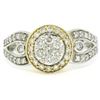Image 1 : NEW 14k White & Yellow Gold Milgrain 0.75 ctw Pave Set Round Diamond Cluster Rin
