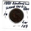 Image 2 : 1880 NEWFOUNDLAND LARGE CENT SCARCE LOW 0 IN DATE