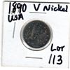 Image 1 : 1890 USA V NICKEL F+