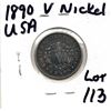 Image 2 : 1890 USA V NICKEL F+