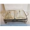 Image 1 : Silverplated tray with fire king glass warmers and lids