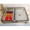 Image 4 : Silverplated tray with fire king glass warmers and lids