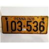 Image 1 : 1928 Penna License plate