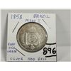 Image 1 : 1858 Brazil, Silver 1000 Reis, High grade