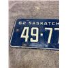 Image 2 : 1962 Saskatchewan license plate