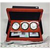 Image 1 : 2014 Russian, 3 Ruble silver Sochi, Olympic 3 coin set - in exquisite wooden case - Ski Jumping, Spe