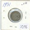 Image 1 : 1931 Canadian silver 10 cent coin