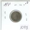Image 1 : 1931 Canadian silver 10 cent coin