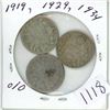 Image 1 : 3 Canadian silver 10 cent coins - 1919, 1929, 1934