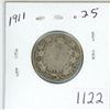 Image 1 : 1911 Canadian silver 25 cent coin