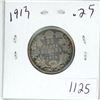 Image 1 : 1913 Canadian silver 25 cent coin