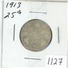 Image 1 : 1913 Canadian silver 25 cent coin