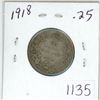 Image 1 : 1918 Canadian silver 25 cent coin