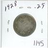 Image 1 : 1928 Canadian silver 25 cent coin