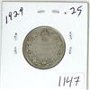 Image 1 : 1929 Canadian silver 25 cent coin