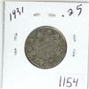 Image 1 : 1931 Canadian silver 25 cent coin