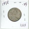 Image 1 : 1938 Canadian silver 25 cent coin