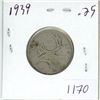 Image 1 : 1939 Canadian silver 25 cent coin