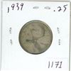 Image 1 : 1939 Canadian silver 25 cent coin