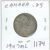 Image 1 : 1947 Canadian silver 25 cent coin