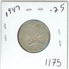 Image 1 : 1947 Canadian silver 25 cent coin