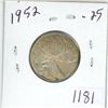 Image 1 : 1952 Canadian silver 25 cent coin