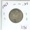 Image 1 : 1963 Canadian silver 25 cent coin